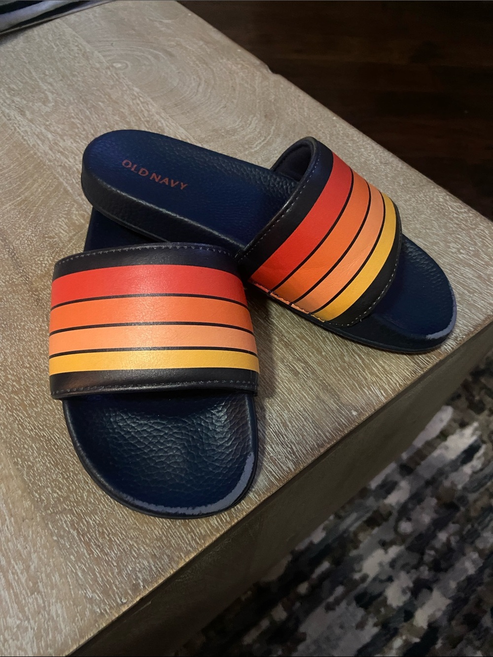 Slide Sandals with Color-block Stripe Band